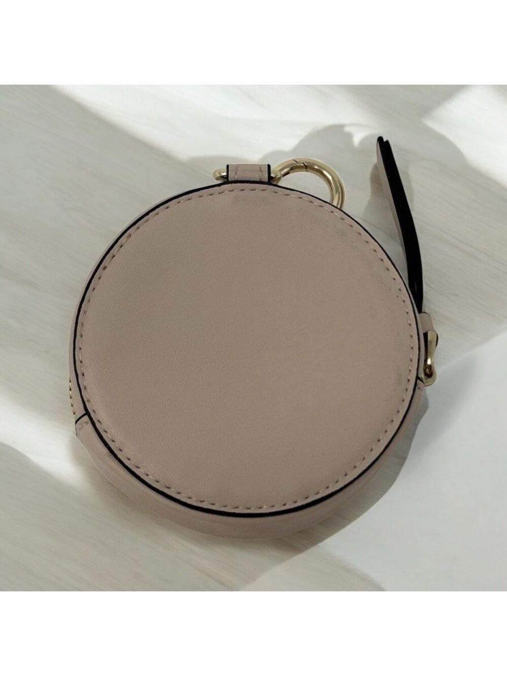 Michael Kors Blush Pink Round Leather Coin Purse Key Chain NWOT - Picture 2 of 9